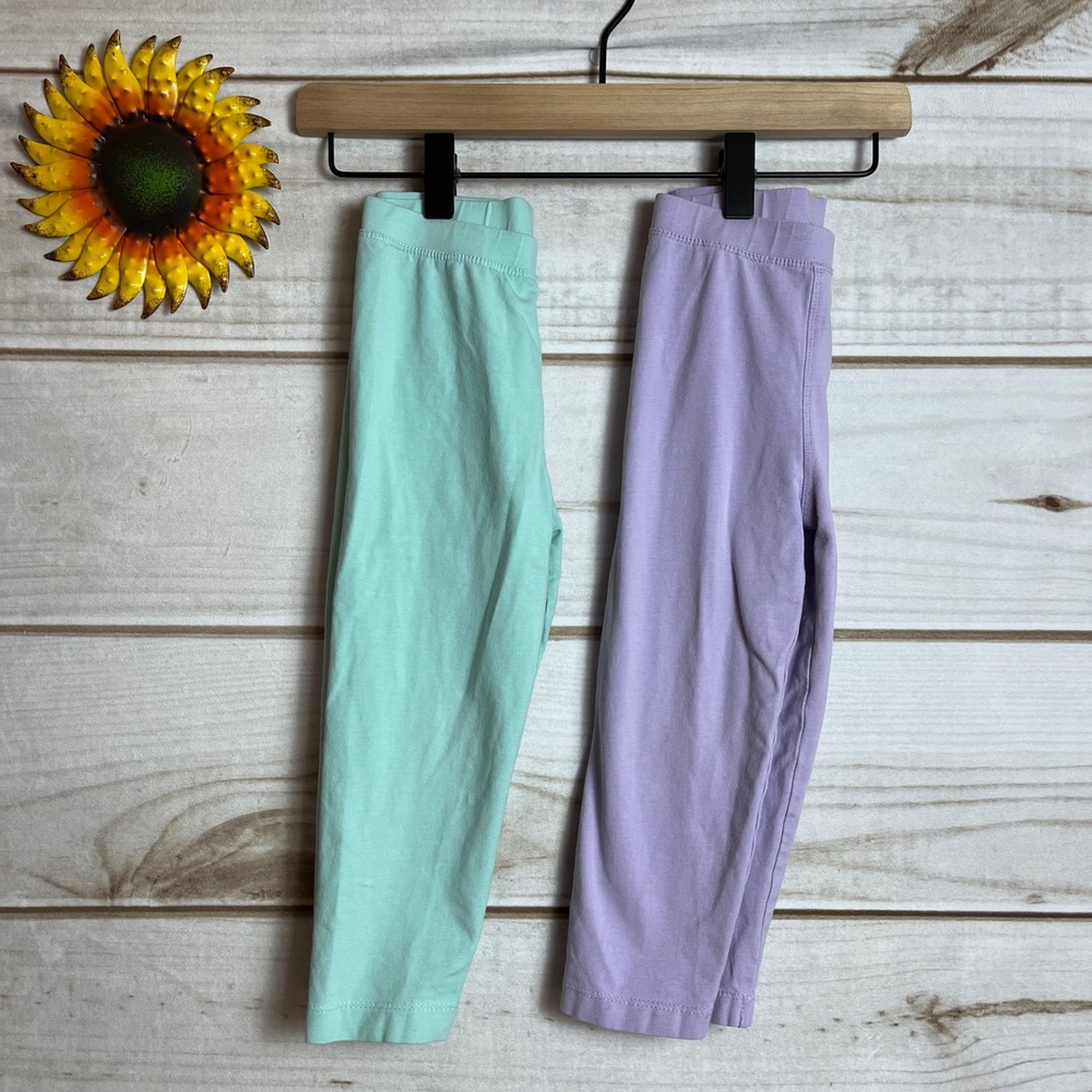 Monica + Andy Girl's 3T Capri Leggings Set 2 Lavender and Seafoam